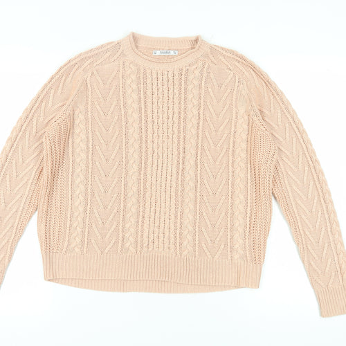 Pull&Bear Beige Crew Neck Women's Jumper Size 12