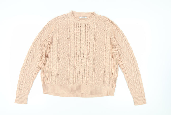 Pull&Bear Beige Crew Neck Women's Jumper Size 12