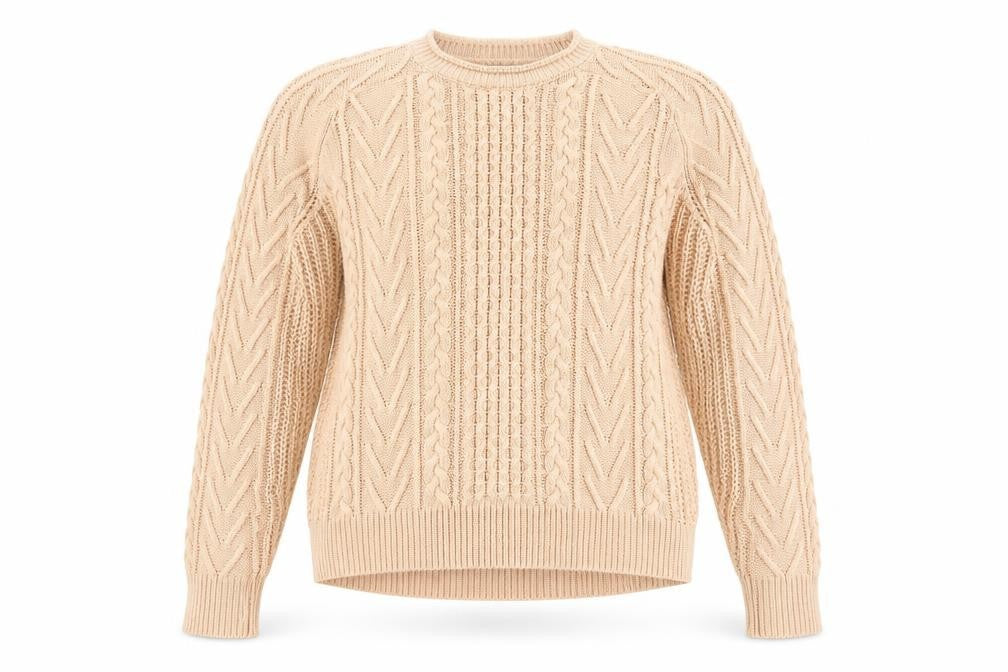 Front view of Pull&Bear Beige Crew Neck Women's Jumper, size 12