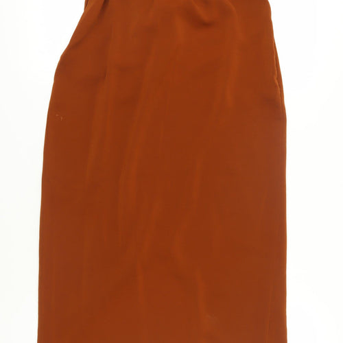 H&M Women's Brown Wrap Midi Skirt with Bow Accent, Size 10