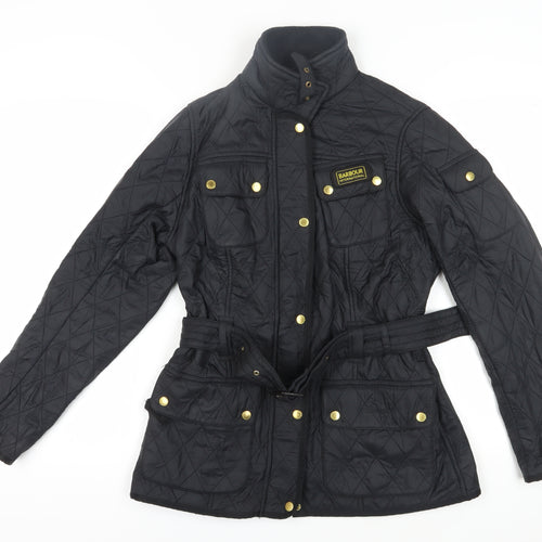 Barbour Women's Black Quilted Belted Jacket Size 14