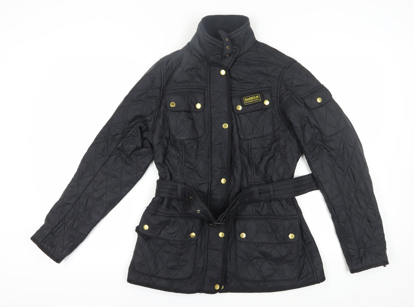 Barbour Women's Black Quilted Belted Jacket Size 14
