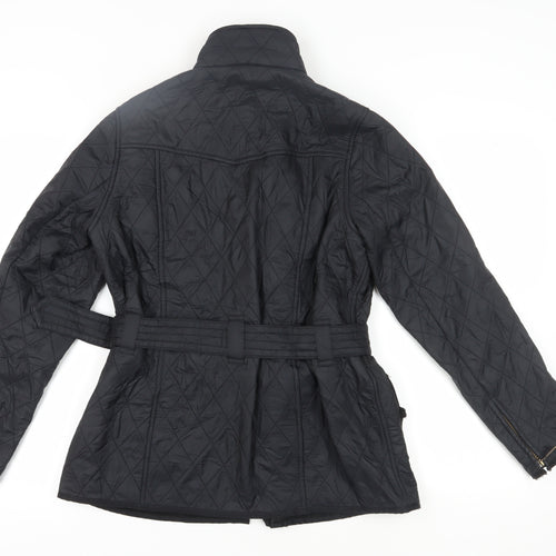 Barbour Women's Black Quilted Belted Jacket Size 14