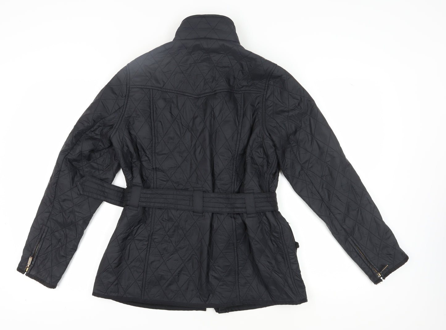 Barbour Women's Black Quilted Belted Jacket Size 14