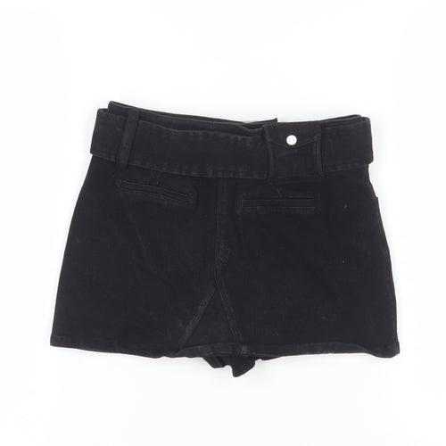 NOTAWEAR Women's Black Biker Shorts, Cotton, S, Belted