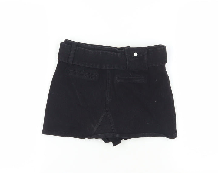 NOTAWEAR Women's Black Biker Shorts, Cotton, S, Belted