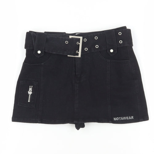 NOTAWEAR Women's Black Biker Shorts, Cotton, S, Belted