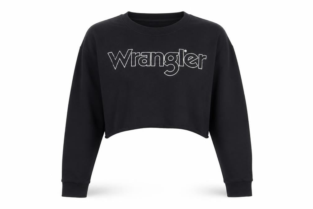 Front view of Wrangler Women's Black Pullover Sweatshirt, M