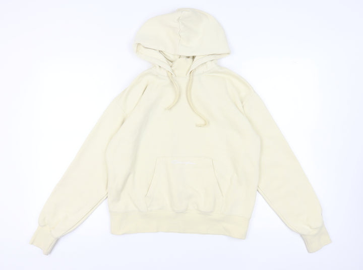 Champion Women's Beige Hoodie Large Cotton Relaxed