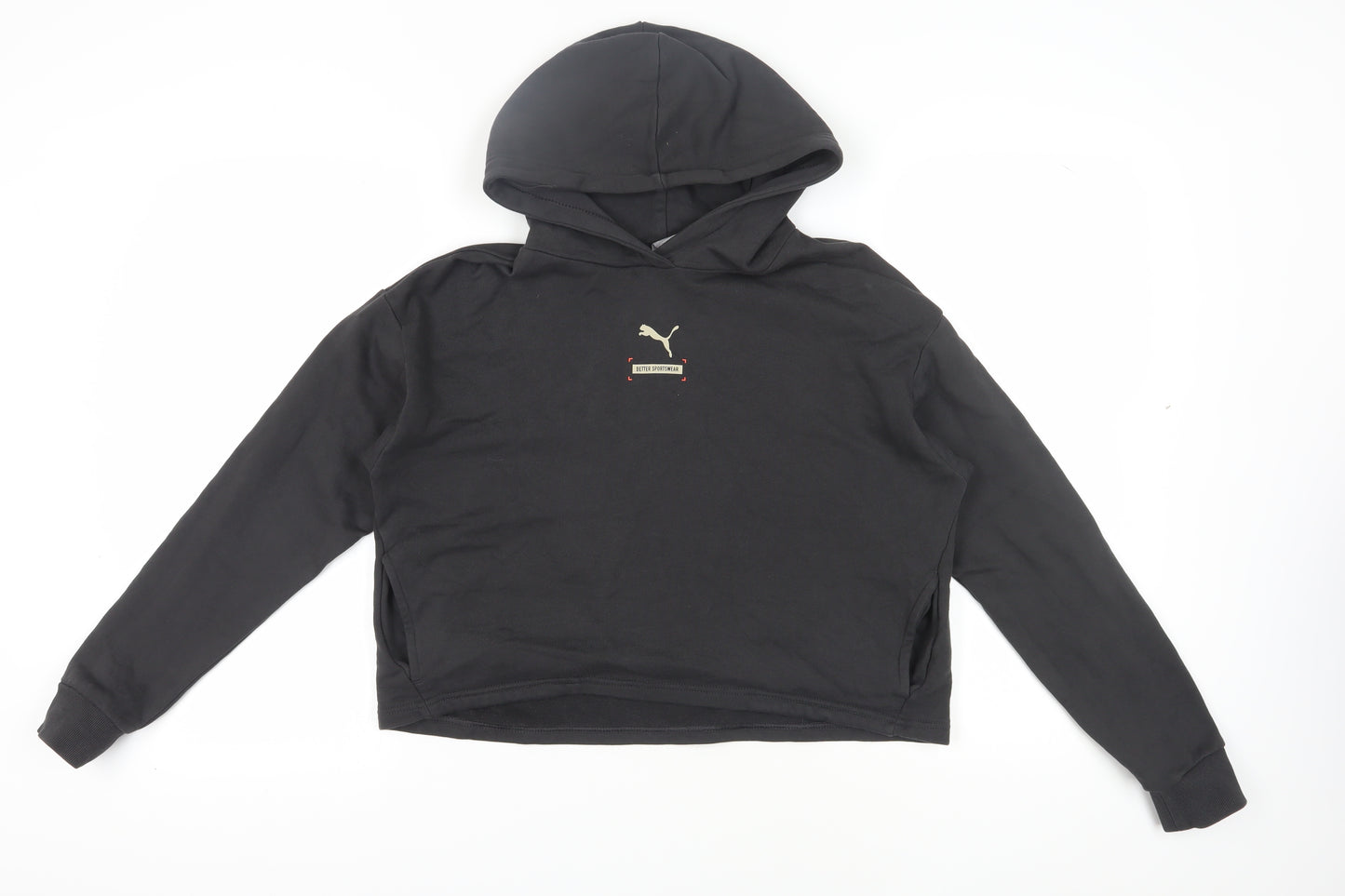 Puma Unisex Black Hoodie Cotton Pullover S Size