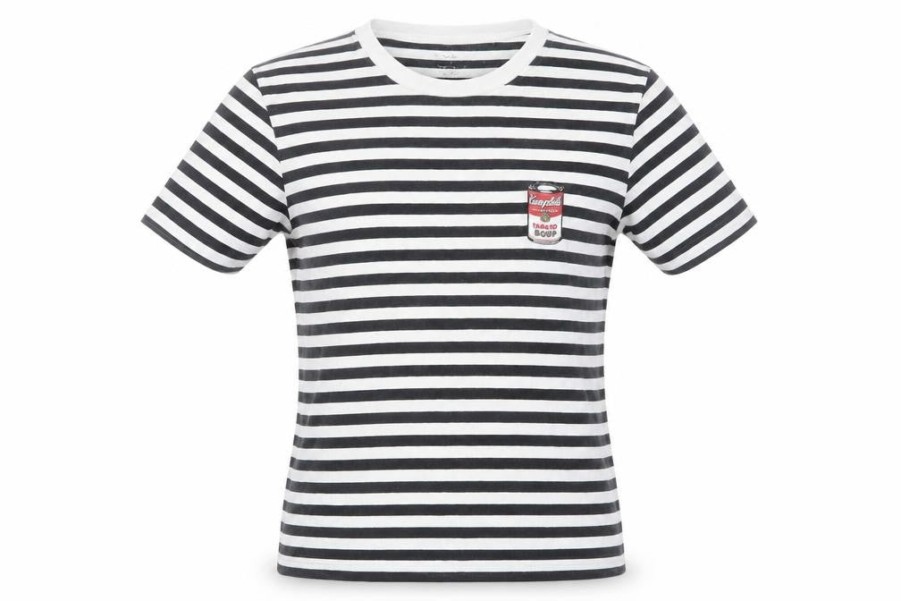 Front view of SPZ NY unisex black striped ringer t-shirt s