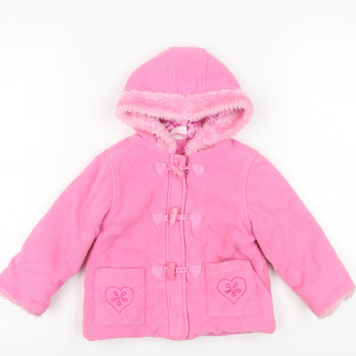 Ladybird Pink Girls Duffle Coat 12-18m, Hooded Winter Wear