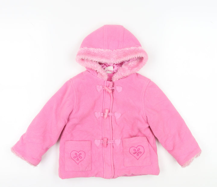 Ladybird Pink Girls Duffle Coat 12-18m, Hooded Winter Wear