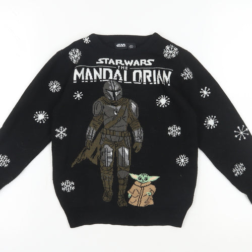 Star Wars Boys Black Pullover Jumper 7-8 Years Mandalorian