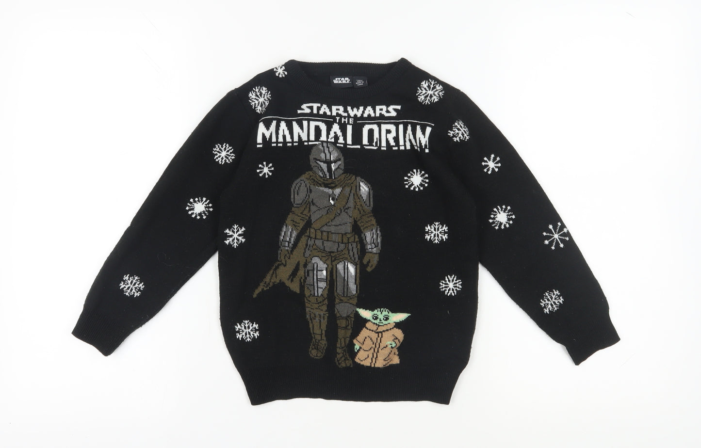 Star Wars Boys Black Pullover Jumper 7-8 Years Mandalorian