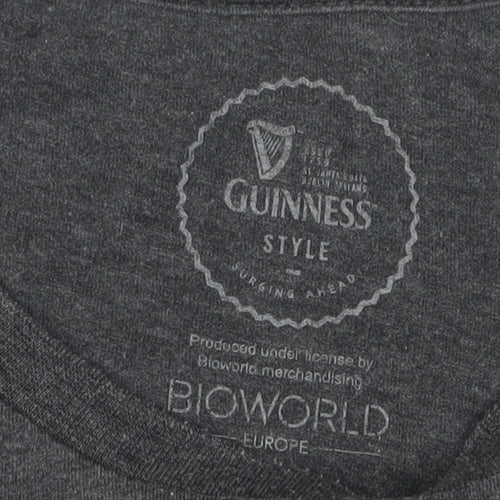Guinness Men's Grey T-Shirt L Graphic Cotton