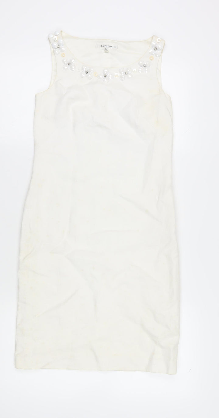 L.K. Bennett Women's Ivory Sequin Sheath Dress Size 6