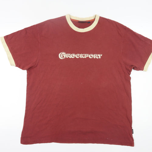 Rockport Men's Red Logo T-Shirt, Size L, Crew Neck, Cotton