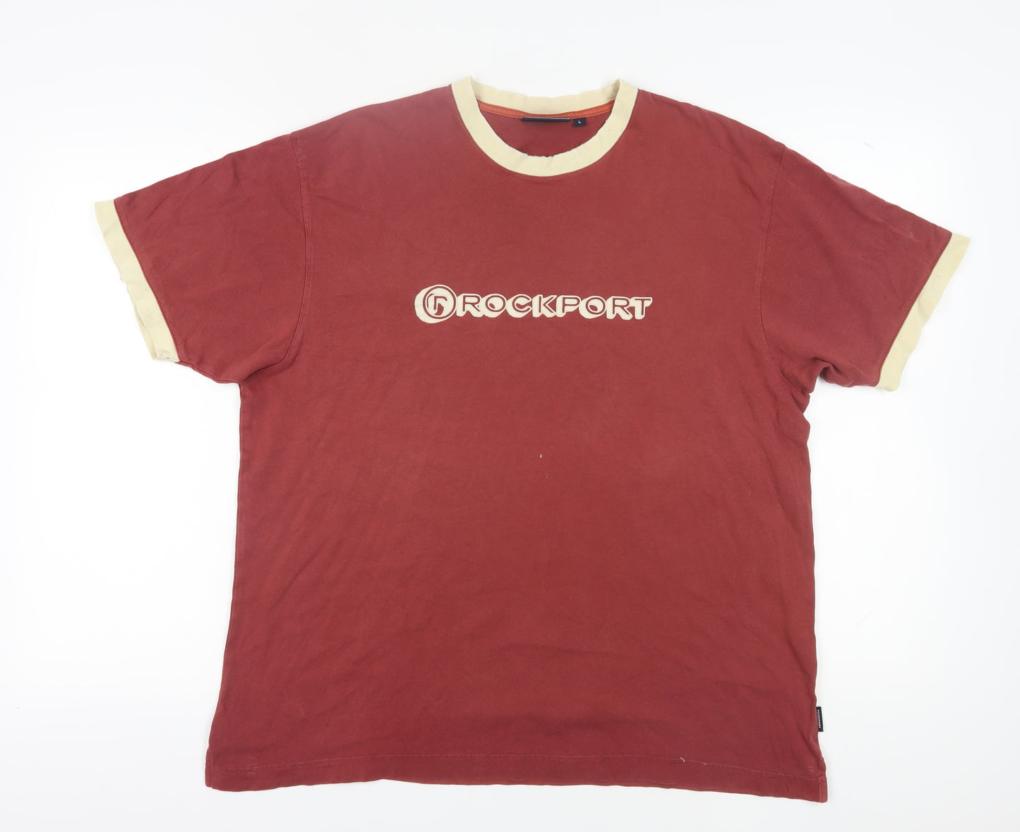 Rockport Men's Red Logo T-Shirt, Size L, Crew Neck, Cotton