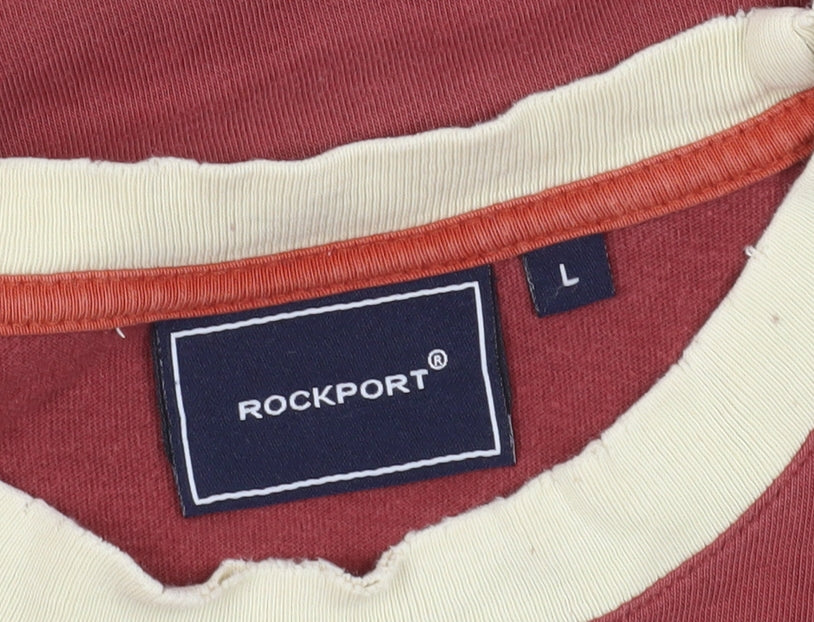 Rockport Men's Red Logo T-Shirt, Size L, Crew Neck, Cotton