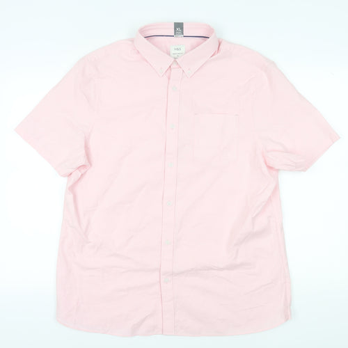 Marks and Spencer Men's Pink XL Regular Fit Shirt