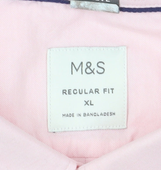 Marks and Spencer Men's Pink XL Regular Fit Shirt