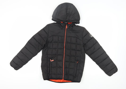 Surfanic Boys Black Puffer Jacket 11-12 Years Hooded Winter Coat