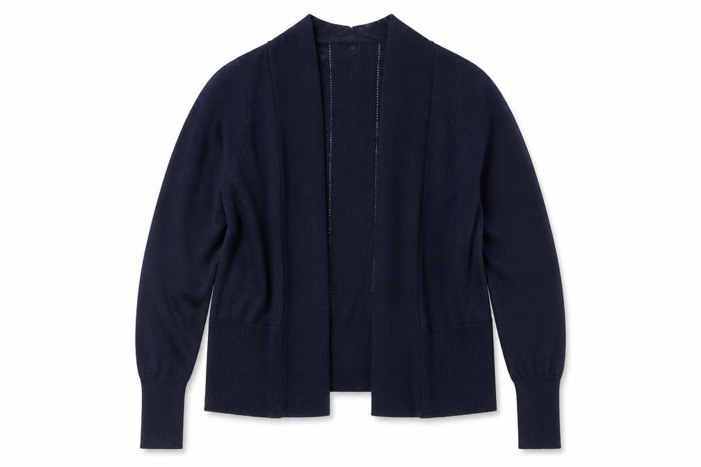 Front view of Monsoon Women's Blue Cardigan S, Linen Blend Knit