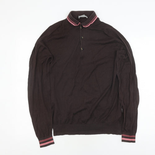 John Smedley Brown Henley Jumper, Men's M, Cotton