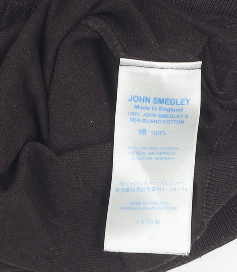 John Smedley Brown Henley Jumper, Men's M, Cotton