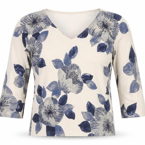 Kaliko Women's Ivory Floral Blouse, V-Neck, UK 10