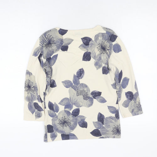 Kaliko Women's Ivory Floral Blouse, V-Neck, UK 10
