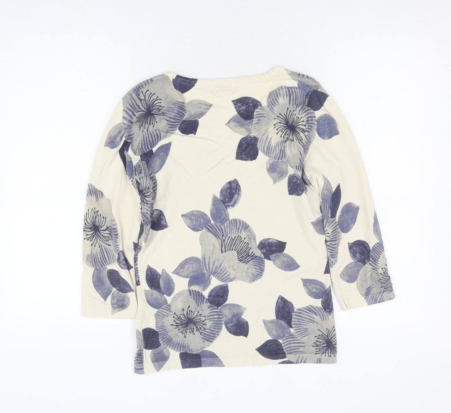 Kaliko Women's Ivory Floral Blouse, V-Neck, UK 10