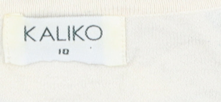 Kaliko Women's Ivory Floral Blouse, V-Neck, UK 10