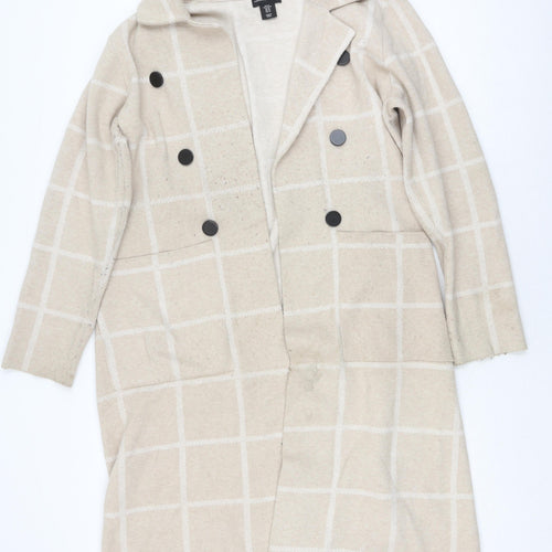 Adrienne Vittadini Women's Beige XL Check Coatigan Overcoat