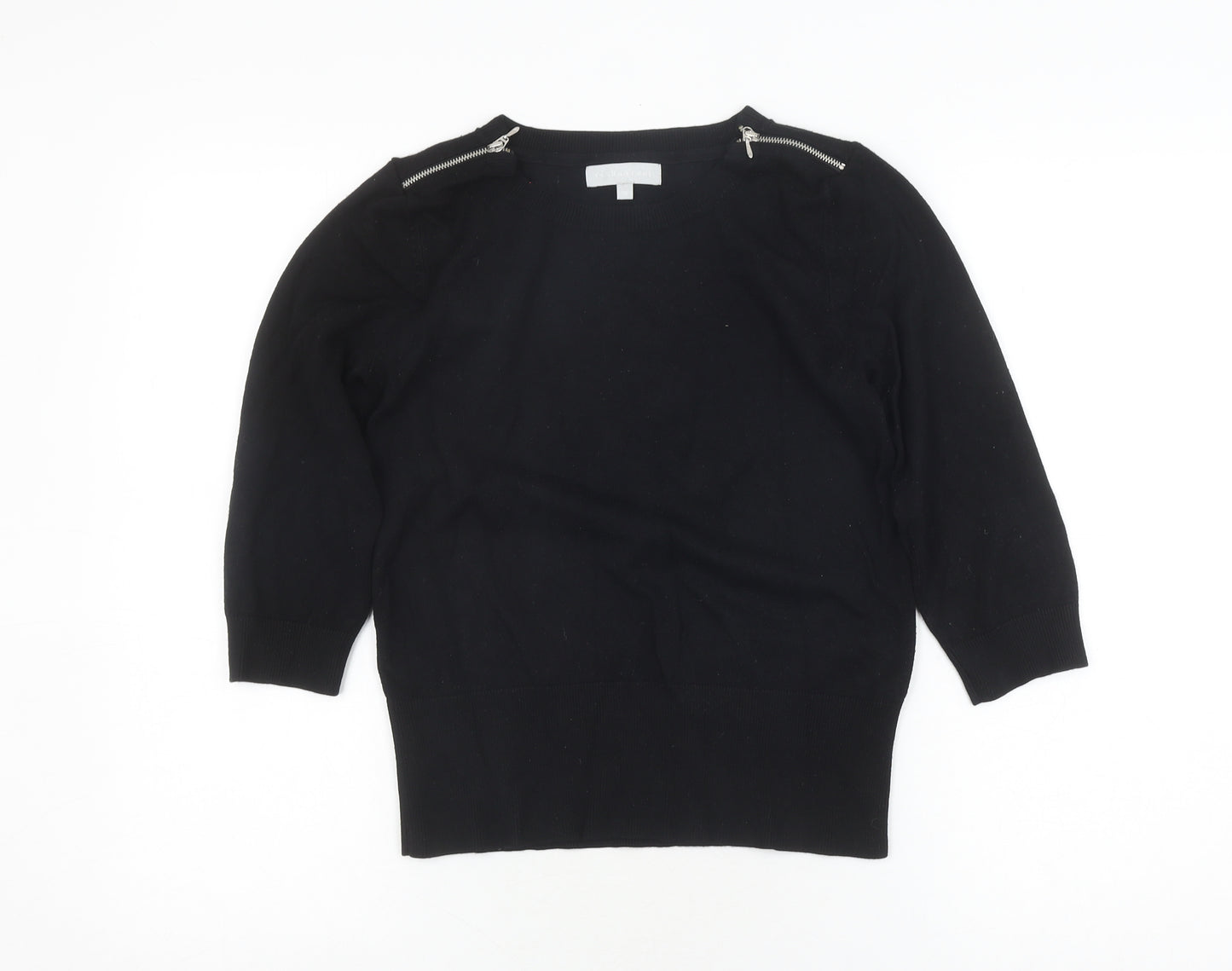Red Herring Women's Black Basic Knit Top, Size 2