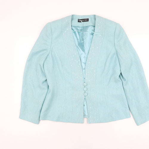 Jacques Vert Women's Blue Beaded Blazer, Size 12