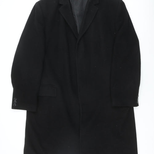 Karl Jackson Men's Black Regular Fit Wool Coat