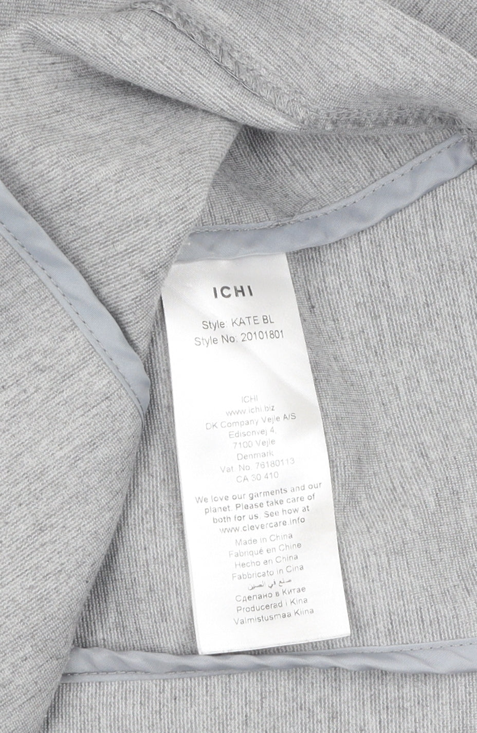 ICHI Women's Grey Blazer L - Classic Single-Breasted Jacket
