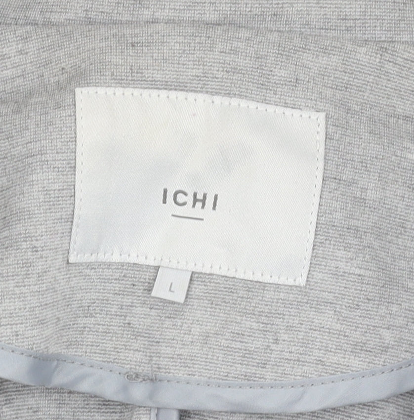 ICHI Women's Grey Blazer L - Classic Single-Breasted Jacket