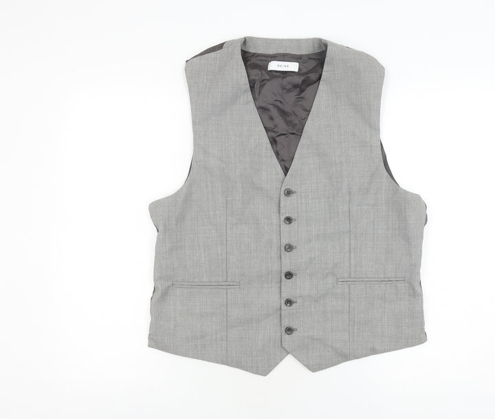 Reiss Men's Grey 44 Suit Waistcoat, Viscose Lining