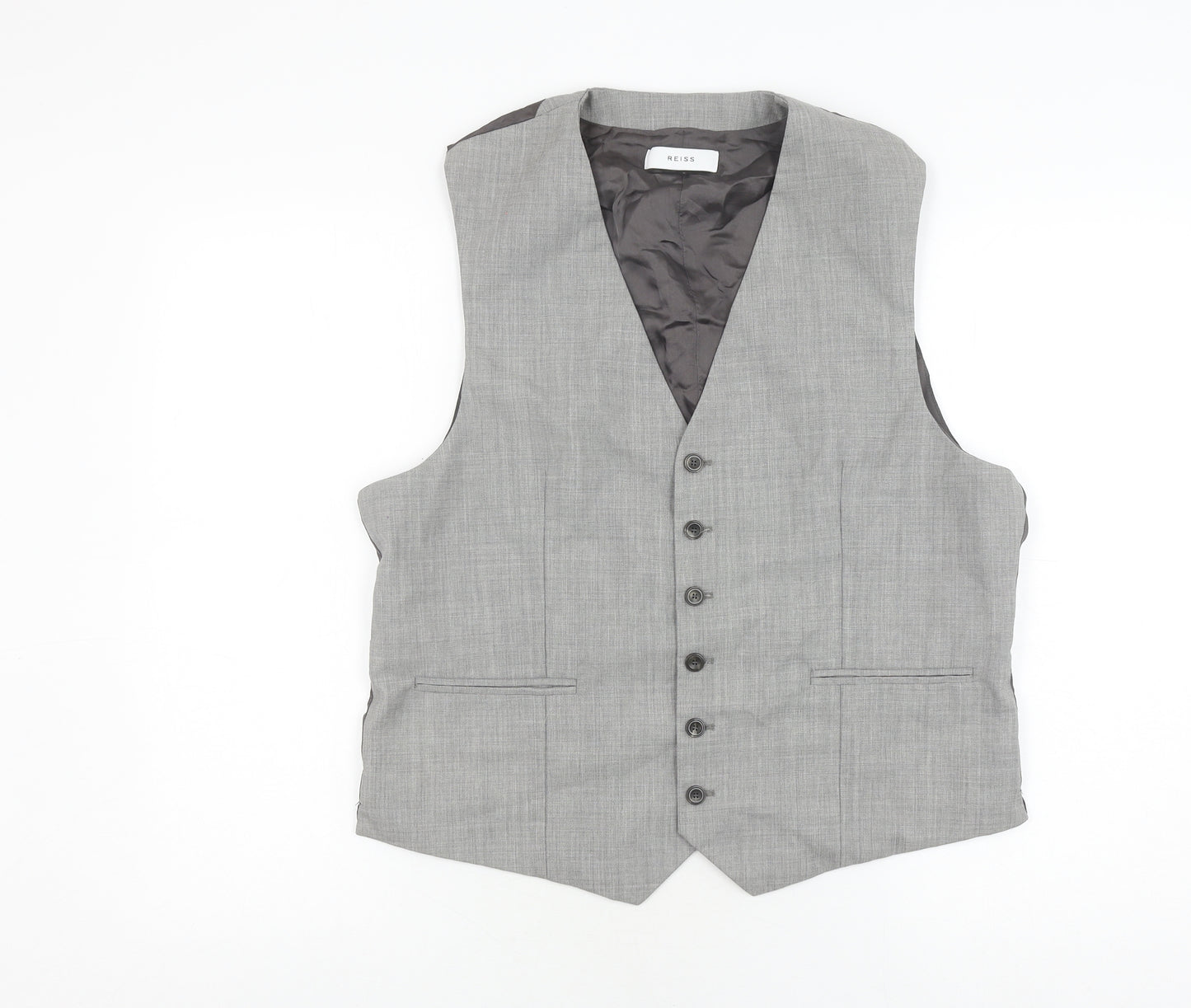 Reiss Men's Grey 44 Suit Waistcoat, Viscose Lining