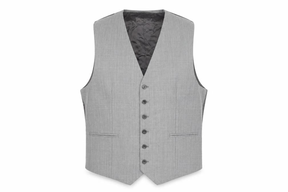 Front view of Reiss Men's Grey 44 Suit Waistcoat, Viscose Lining