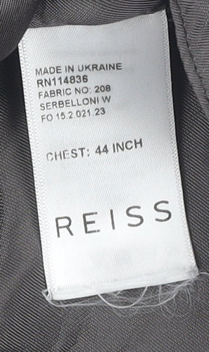 Reiss Men's Grey 44 Suit Waistcoat, Viscose Lining