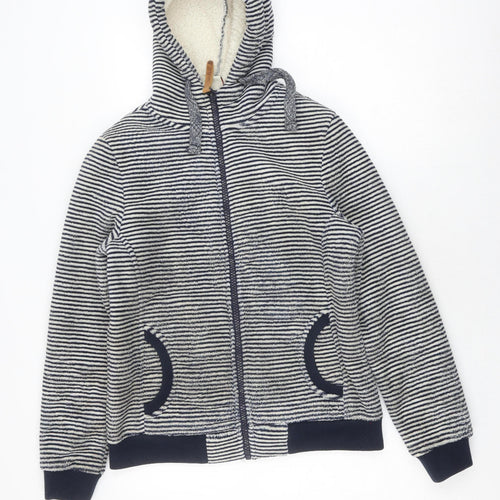 Weird Fish Women's Multicoloured Stripe Hooded Jacket Size 12
