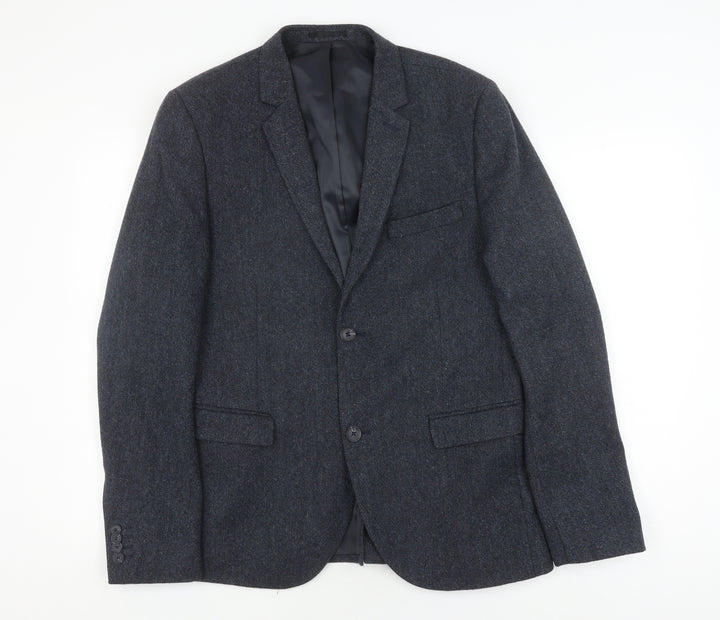 Topman Grey Men's Blazer, Size 40, Single Breasted
