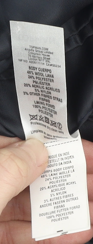 Topman Grey Men's Blazer, Size 40, Single Breasted