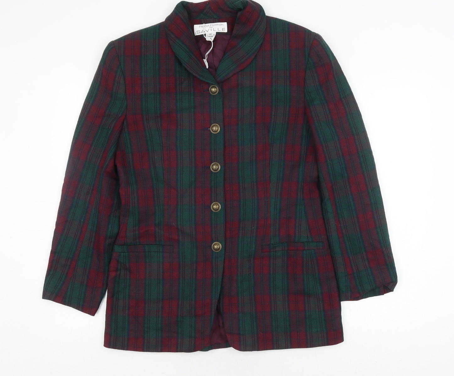 Rena Rowan Plaid Blazer Women’s 10 Multicoloured Wool