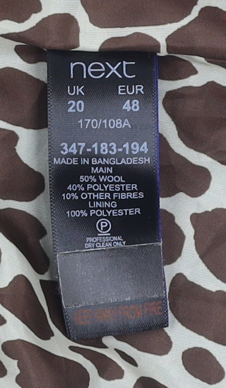 Next Women's Black Wool Blend Coat UK 20 with Button Accents