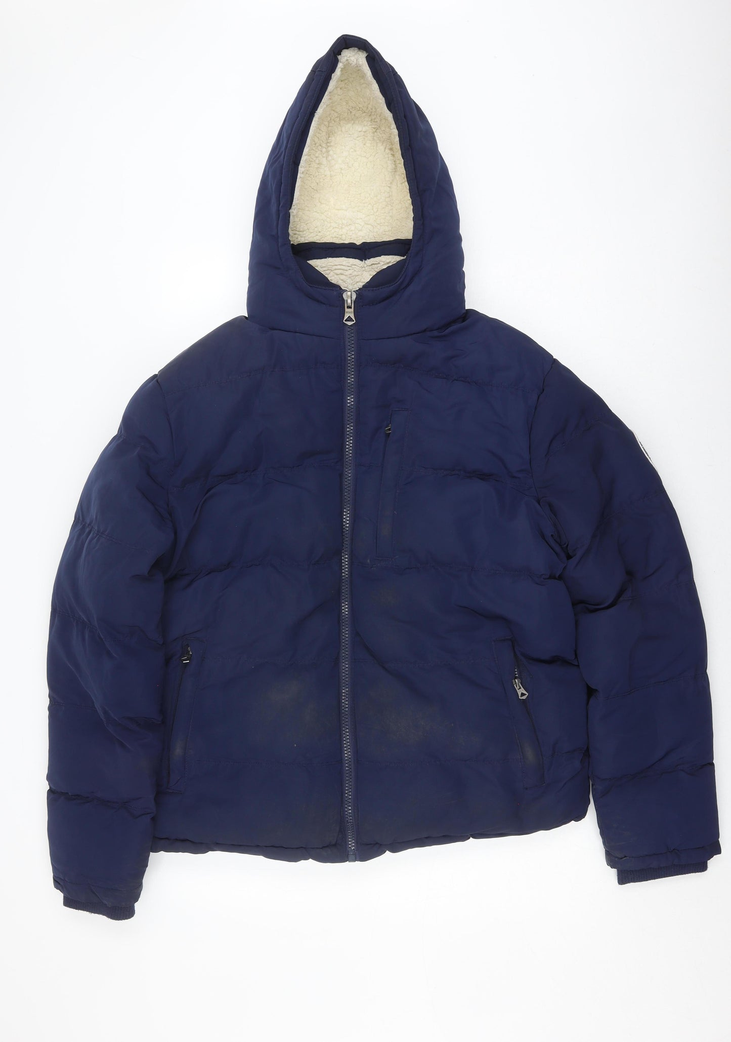 SoulCal & Co Men's Blue Hooded Puffer Jacket, M, Winter Warm